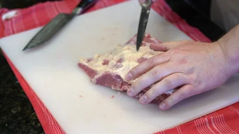 Cutting Meat Stock Footage 142222412