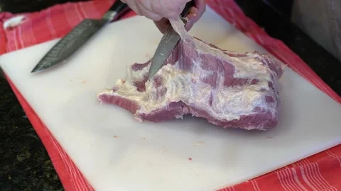 Cutting Meat Stock Footage 142222900