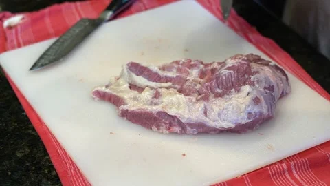 Cutting Meat Stock Footage 142223062