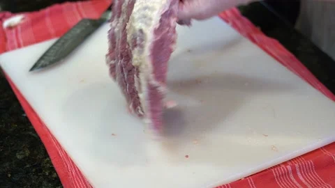 Cutting Meat Stock Footage 142223079