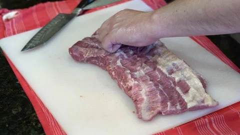 Cutting Meat Stock Footage 142223422