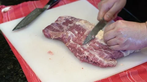 Cutting Meat Stock Footage 142223476