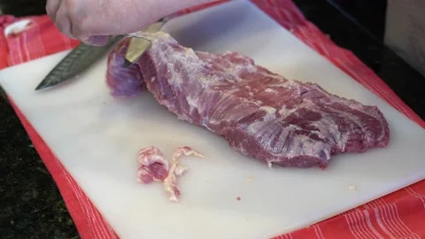 Cutting Meat Stock Footage 142224018