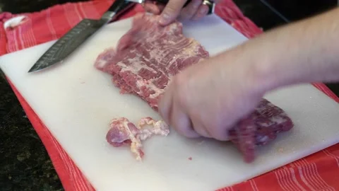 Cutting Meat Stock Footage 142224104
