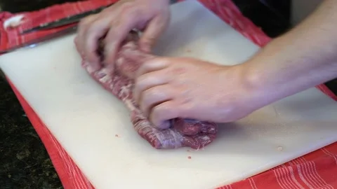 Cutting Meat Stock Footage 142224137