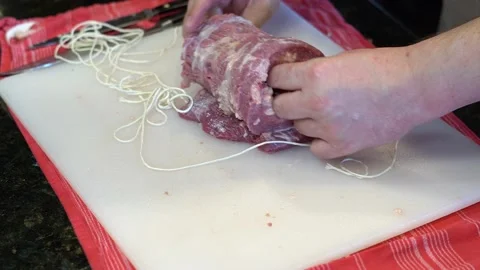 Cutting Meat Stock Footage 142224671