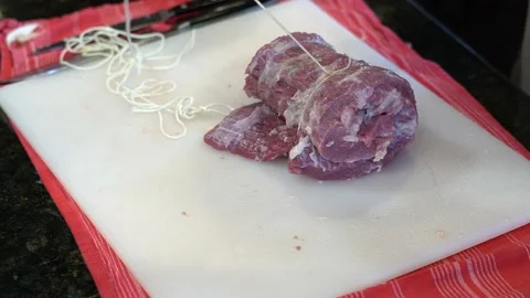 Cutting Meat Stock Footage 142224716
