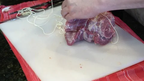 Cutting Meat Stock Footage 142225023
