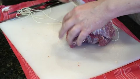 Cutting Meat Stock Footage 142225135
