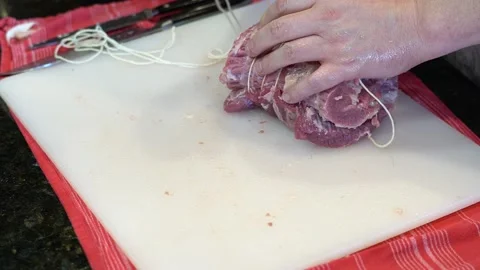 Cutting Meat Stock Footage 142225143