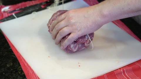 Cutting Meat Stock Footage 142225187