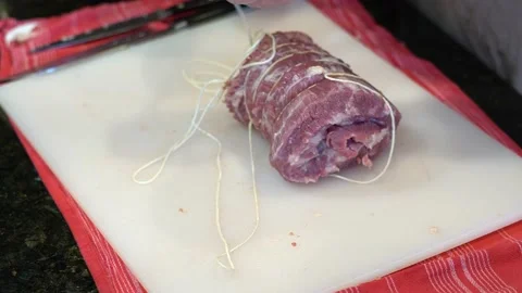 Cutting Meat Stock Footage 142225199