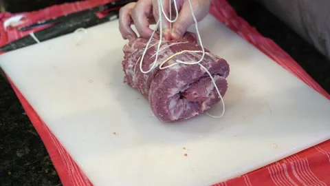 Cutting Meat Stock Footage 142225408