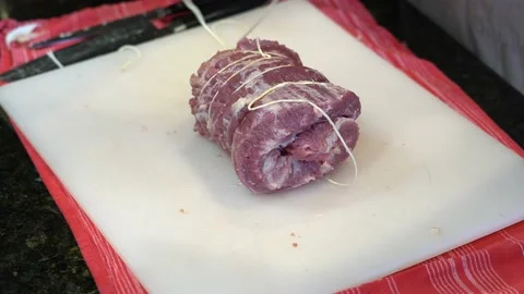 Cutting Meat Stock Footage 142225452