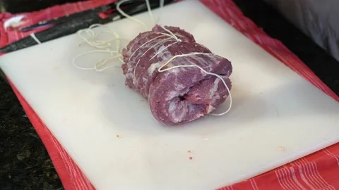 Cutting Meat Stock Footage 142225453