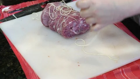 Cutting Meat Stock Footage 142225478