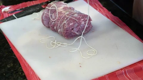 Cutting Meat Stock Footage 142225479