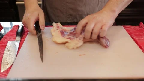 Cutting Meat Stock Footage 142226249