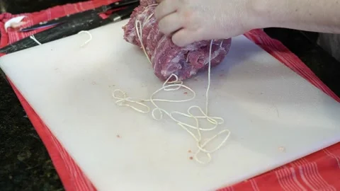 Cutting Meat Stock Footage 142226251