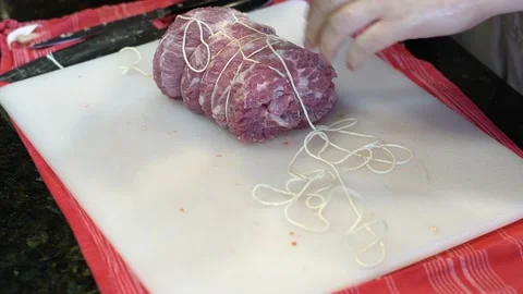 Cutting Meat Stock Footage 142226267