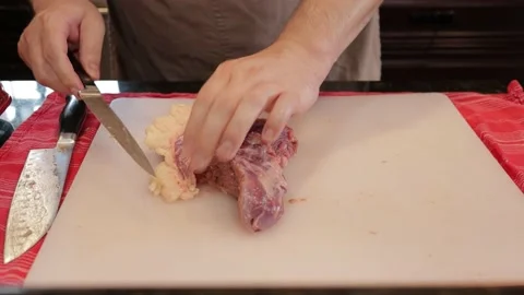 Cutting Meat Stock Footage 142226772