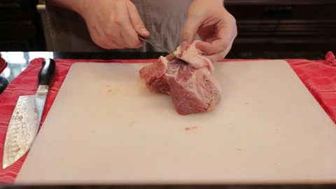 Cutting Meat Stock Footage 142227103