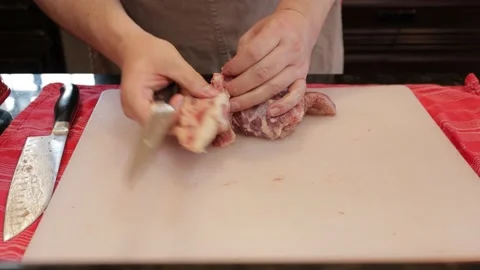 Cutting Meat Stock Footage 142227715