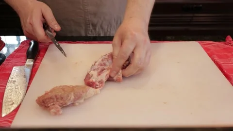 Cutting Meat Stock Footage 142228309