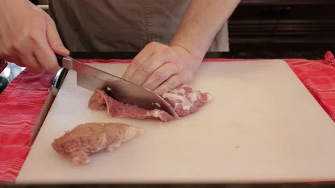 Cutting Meat Stock Footage 142228326