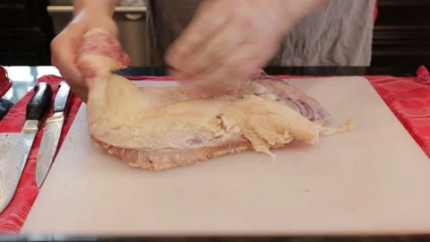 Cutting Meat Stock Footage 142228644
