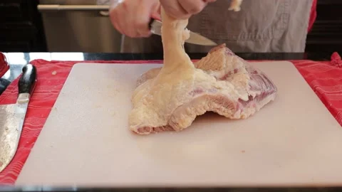 Cutting Meat Stock Footage 142228646
