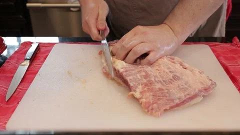 Cutting Meat Video stock 142229268