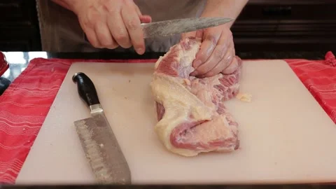 Cutting Meat Video stock 142229294