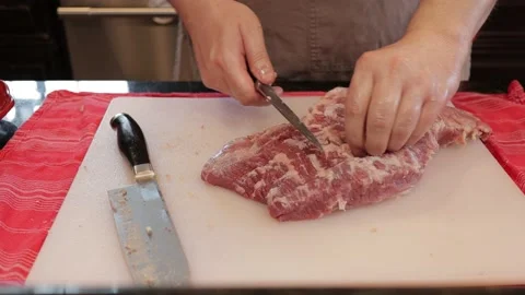Cutting Meat Video stock 142229830