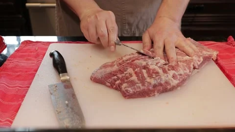 Cutting Meat Video stock 142230379