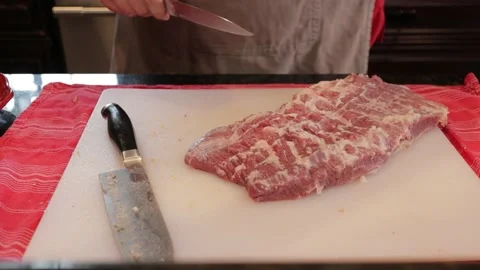 Cutting Meat Video stock 142230438