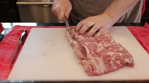 Cutting Meat Video stock 142230984