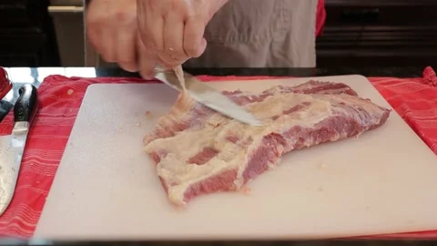 Cutting Meat Video stock 142241743