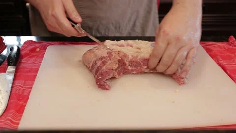 Cutting Meat Video stock 142241827