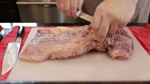 Cutting Meat Video stock 142243926