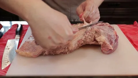 Cutting Meat Video stock 142243941