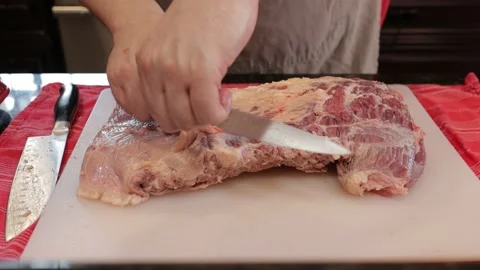 Cutting Meat Video stock 142243976
