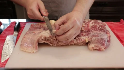 Cutting Meat Video stock 142243986