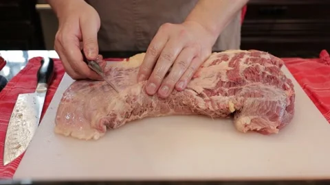 Cutting Meat Video stock 142245300