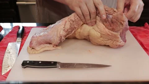 Cutting Meat Video stock 142245380