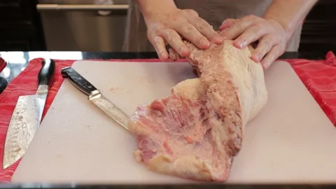 Cutting Meat Video stock 142246845