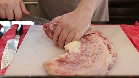 Cutting Meat Video stock 142250592