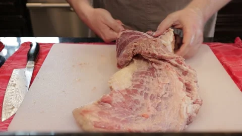 Cutting Meat Video stock 142250653
