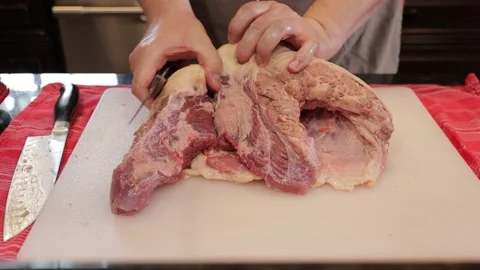 Cutting Meat Video stock 142252359