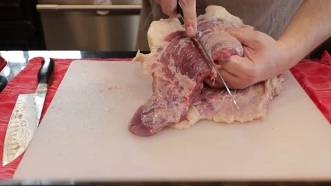 Cutting Meat Video stock 142252587